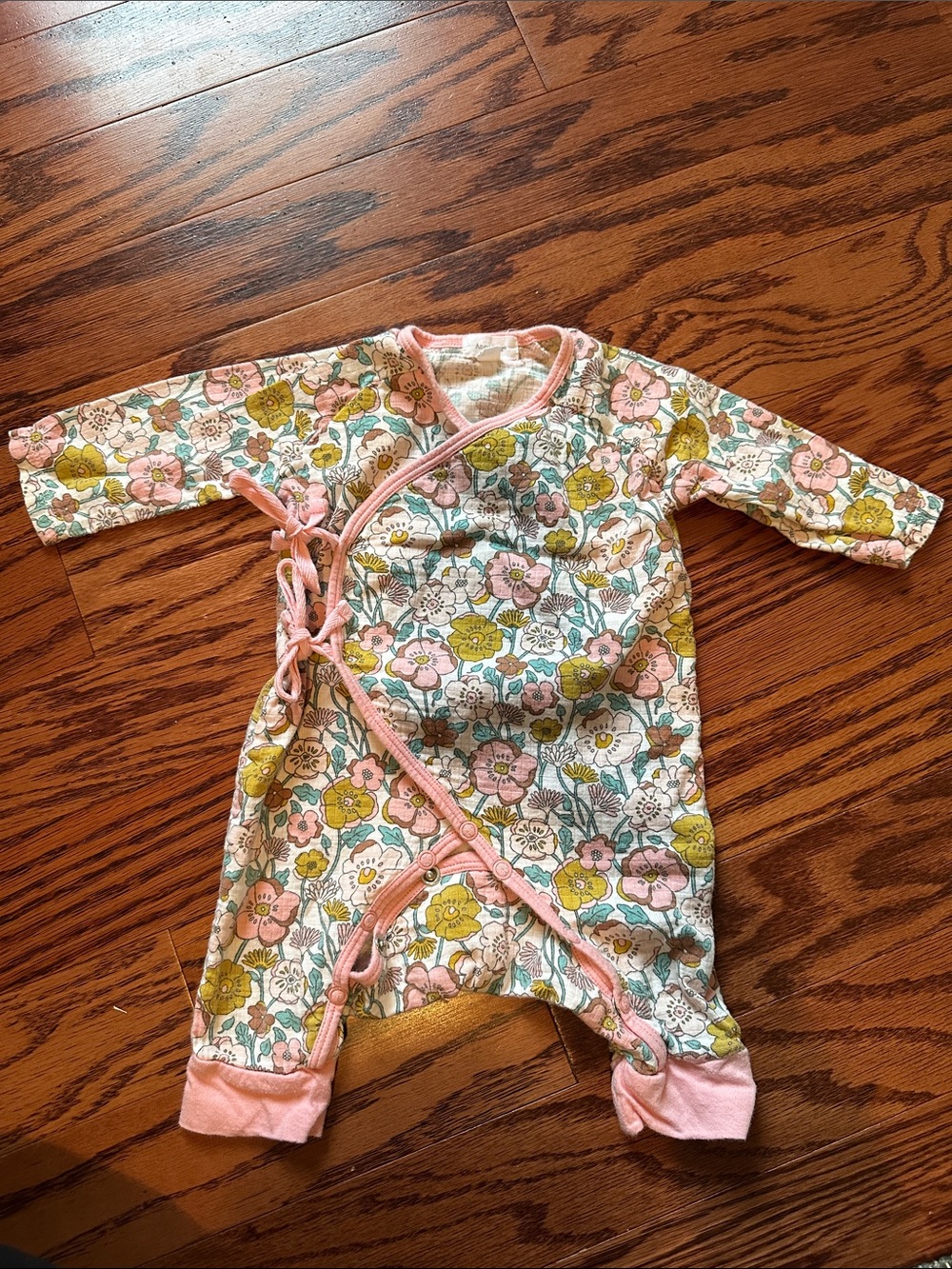 Angel Dear Pink Floral Wrap One-Piece Romper for Kids
